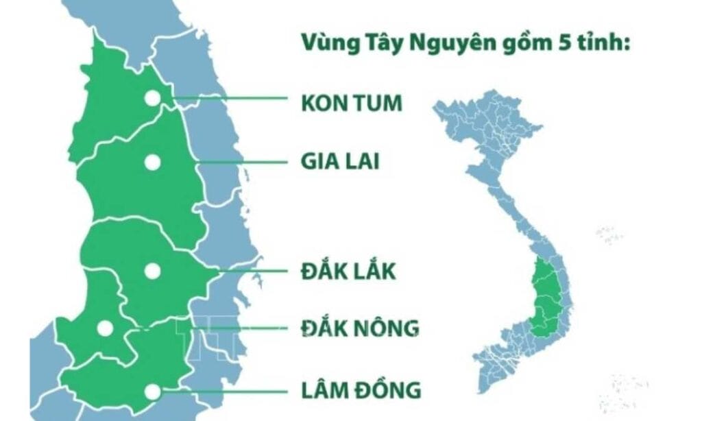 Khu vực các tỉnh Tây Nguyên