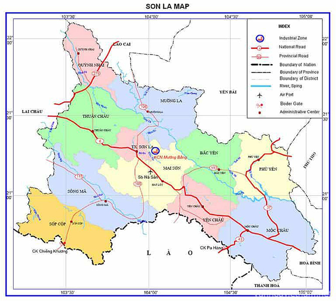 bản đồ vận chuyển hàng hóa đi sơn la