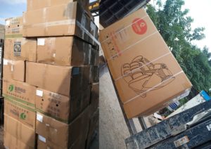 Hàng boc bọc bằng carton tại công ty vận chuyển hàng hóa trọng tấn