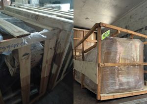 Hàng khung gỗ tại công ty vận chuyển hàng hóa trọng tấn