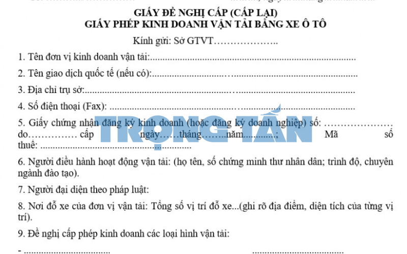 don de nghi cap lai giay phep kinh doanh van tai
