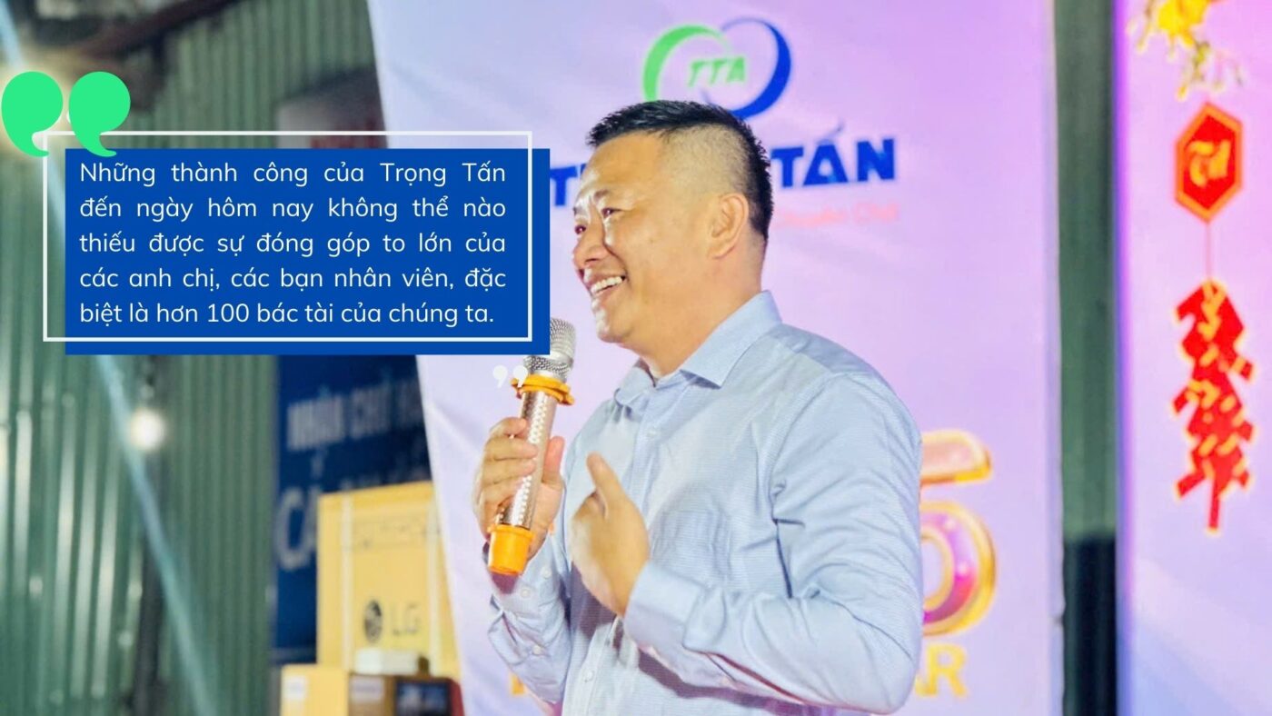 TGĐ. Trần Thanh Đoàn phát biểu trong buổi lễ kỷ niệm 