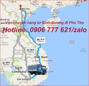 Vận chuyển hàng từ Bình Dương đi Phú Thọ