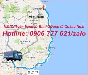 Vận chuyển hàng từ Bình Dương đi Quảng Ngãi